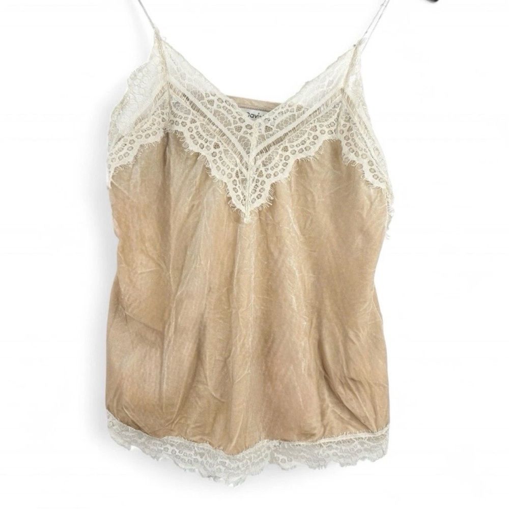 Women’s Velvet Lace Tan Tank Top Shirt Fairy Y2K 90s Grunge Medium Whimsy Medium